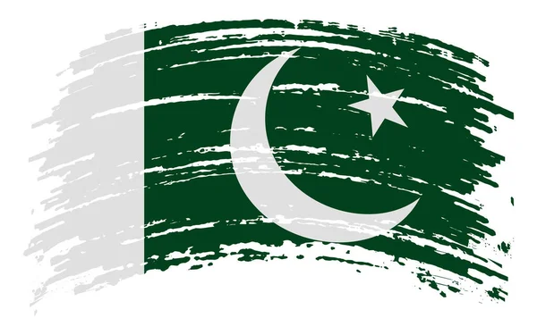 Bendera Pakistan Dalam Sapuan Kuas Grunge Gambar Vektor - Stok Vektor