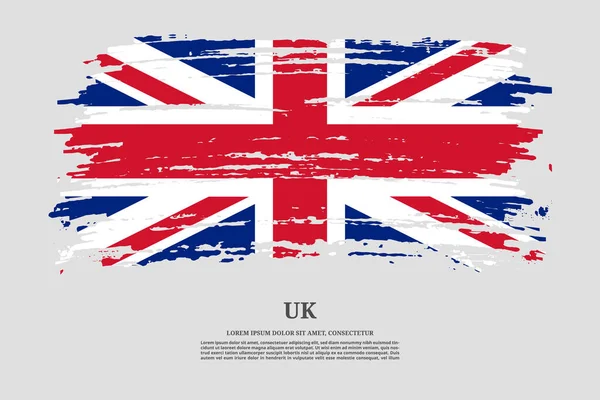 United Kingdom Flag Brush Stroke Effect Information Text Poster Vector — Vetor de Stock