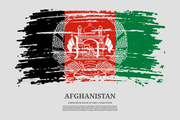 Afghanistan Flag Brush Stroke Effect Information Text Poster Vektor Háttér — Stock Vector