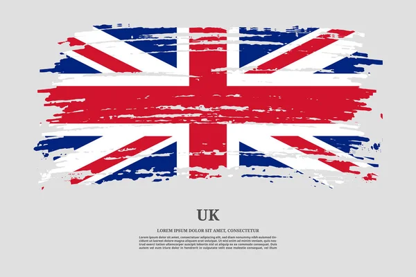 ブラシストローク効果と情報テキストポスター ベクトル背景と英国のフラグ — ストックベクタ