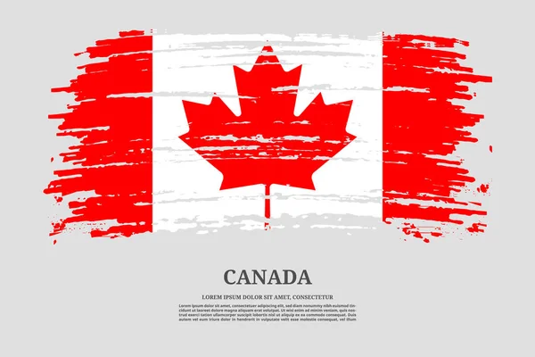 Bandeira Canadá Com Efeito Pincel Acidente Vascular Cerebral Informações Pôster —  Vetores de Stock