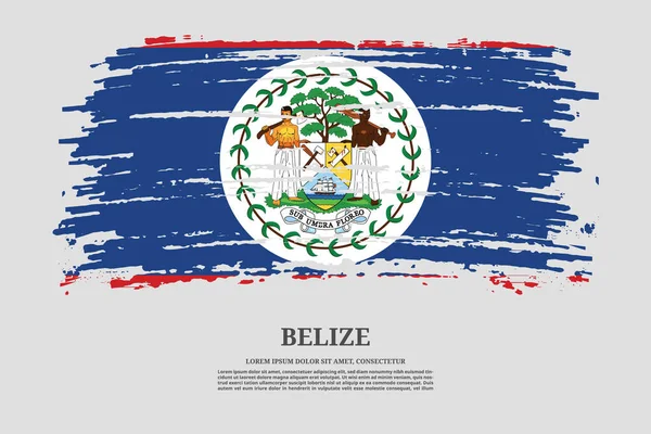 Belize Flag Brush Stroke Effect Information Text Poster Vector Background — Archivo Imágenes Vectoriales