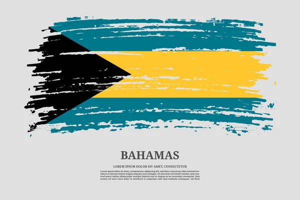 Bahama Szigetek Zászló Ecsetvonás Hatása Információs Szöveg Poszter Vektor Háttér — Stock Vector