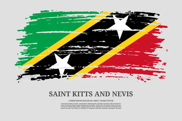 Saint Kitts Nevis Zászló Ecsetvonás Hatás Információs Szöveg Poszter Vektor — Stock Vector