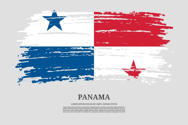 Panamská Vlajka Efektem Tahu Štětcem Informační Textový Plakát Vektorové Pozadí — Stockový vektor