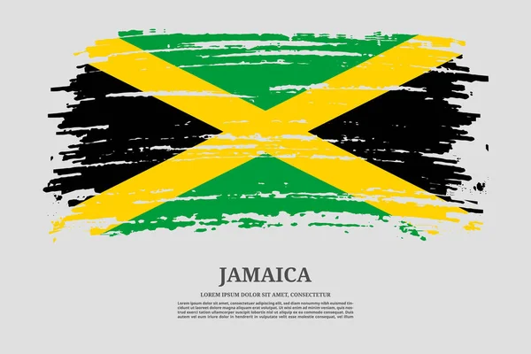 Jamaica Vlag Met Penseelstreek Effect Informatie Tekst Poster Vector Achtergrond — Stockvector