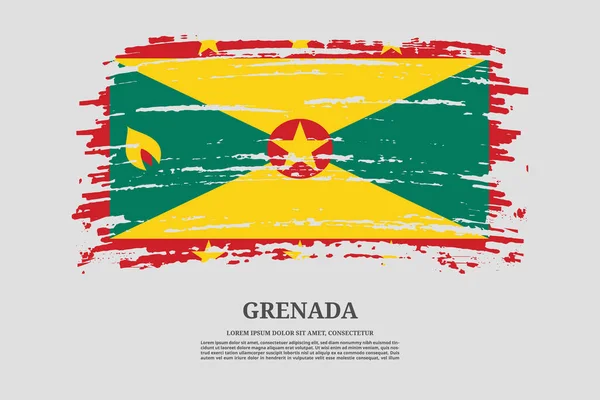 Bandiera Grenada Con Effetto Pennellata Poster Testo Informativo Sfondo Vettoriale — Vettoriale Stock