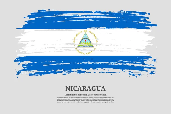Σημαία Νικαράγουας Εφέ Πινέλου Και Αφίσα Ενημερωτικού Κειμένου Διανυσματικό Φόντο — Διανυσματικό Αρχείο