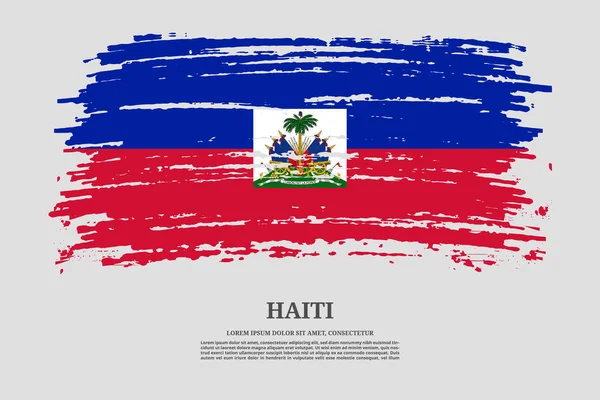 Haiti Zászló Ecsetvonás Hatása Információs Szöveg Poszter Vektor Háttér — Stock Vector