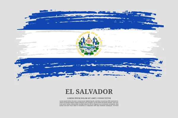 Salvador Bayrağı Fırça Darbesi Etkisi Bilgi Metin Posteri Vektör Arkaplanı — Stok Vektör