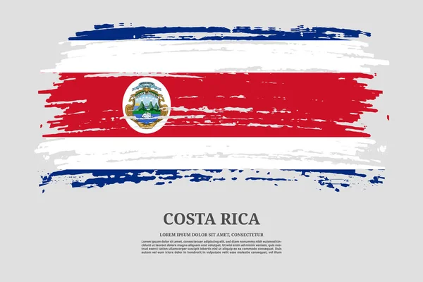Costa Rica Flag Brush Stroke Effect Information Text Poster Vector — Stock Vector