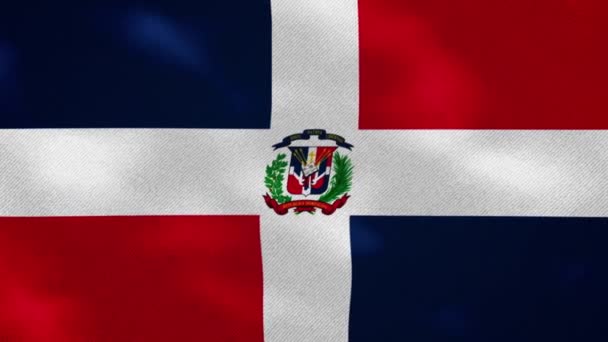 Dominikanska republiken tät flagga väv vacklar, bakgrund loop — Stockvideo