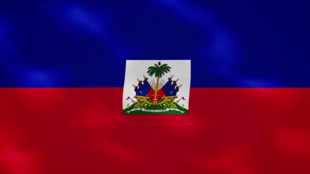 Haiti yoğun bayrak kumaş dalgalanmaları, arka plan döngüsü — Stok video