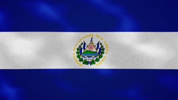 El Salvador dense flag fabric wavers, background loop — Stock Video