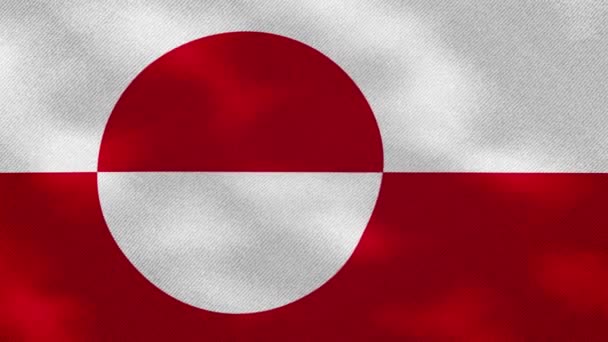 Гренландская плотная ткань флага колебания, фоновый цикл — стоковое видео
