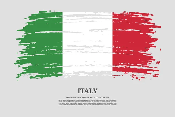 Italië Vlag Met Penseelstreek Effect Informatie Tekst Poster Vector Achtergrond — Stockvector