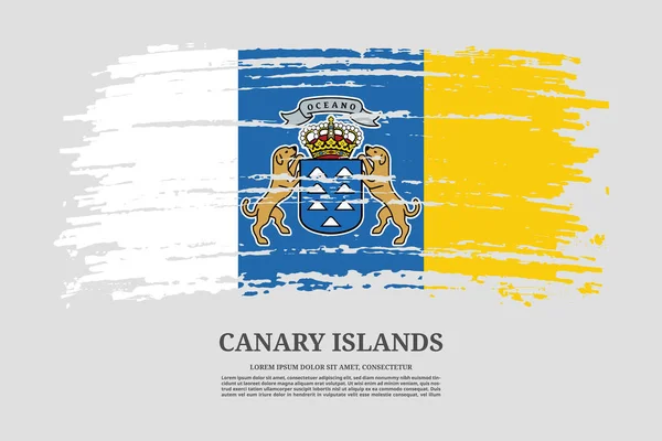 Bandera Canarias Con Efecto Pincelada Información Cartel Texto Vector Fondo — Vector de stock