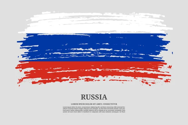 Ryssland Flagga Med Pensel Stroke Effekt Och Information Textaffisch Vektor — Stock vektor