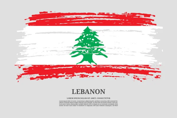 Drapeau Liban Avec Effet Coup Pinceau Affiche Texte Information Fond — Image vectorielle