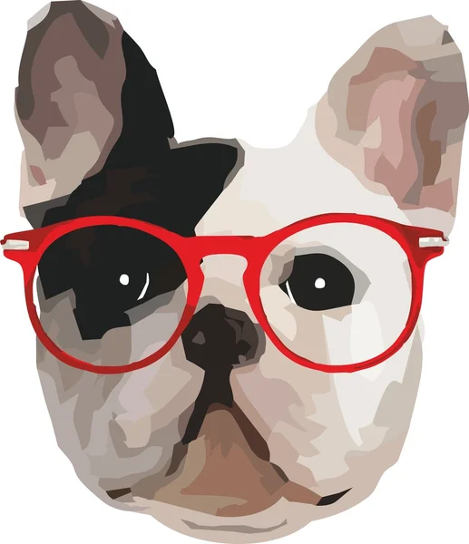 Cara de Bulldog francés en gafas rojas — Archivo Imágenes Vectoriales