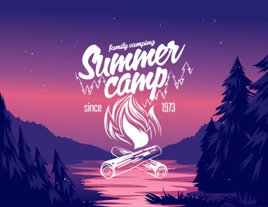 Summer camp typography design clipart