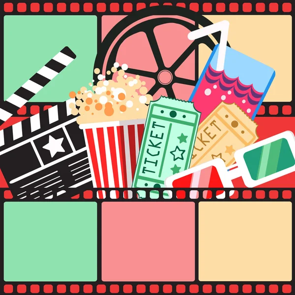 Film mozi tárgyak gyűjtése — Stock Vector