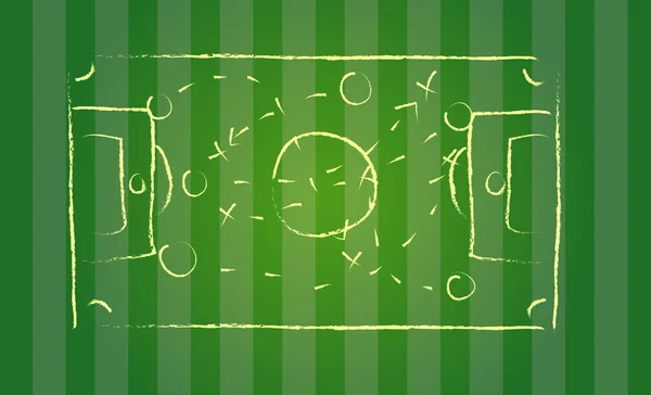 Μαυροπίνακας αντλώντας ένα ποδόσφαιρο παιχνίδι στρατηγικής. — Διανυσματικό Αρχείο