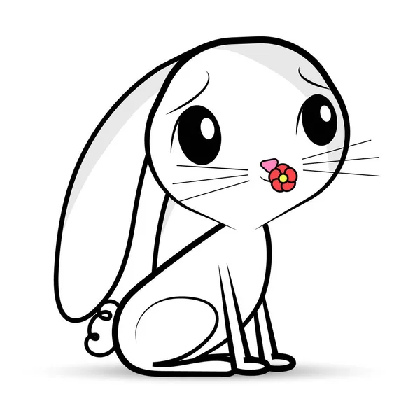 Cute Rabbit White Background Flower Vector Illustration — ストックベクタ