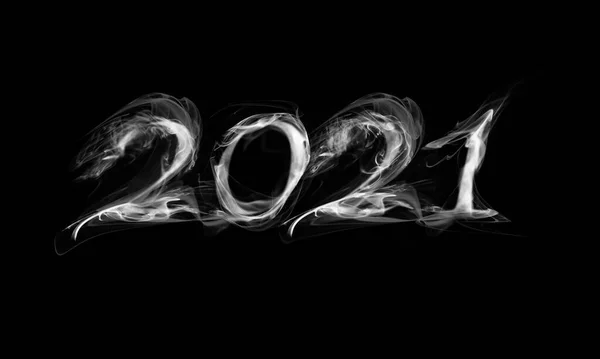 Schöne Feuerzahlen 2021 Rauch Auf Schwarzem Hintergrund — Stockfoto