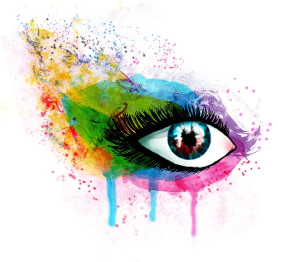 Abstract Beautiful Female Eye Bright Colors White Background — Stock Photo, Image