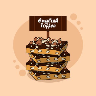 Bir yığın İngiliz şekeri ya da karamelize şeker ya da tereyağlı pekmez ve üzeri doğranmış fındıkla kaplı şeker. Ulusal İngiliz Şekerleme Günü, 8 Ocak