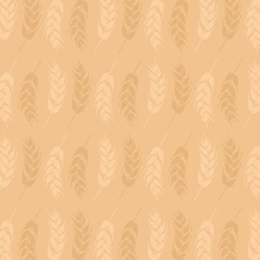 Tarımla, hasatla, pişirmeyle veya organik ürünlerle ilgili konular için uygun buğday saplarının biçimlendirilmiş siluetlerini içeren kusursuz vektör deseni.