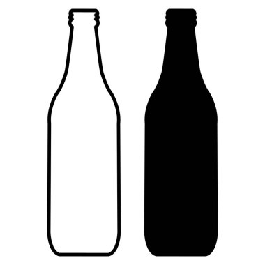 Beyaz üzerinde izole edilmiş şişe ana hatları ve katı dolgu vektör çizelgesi