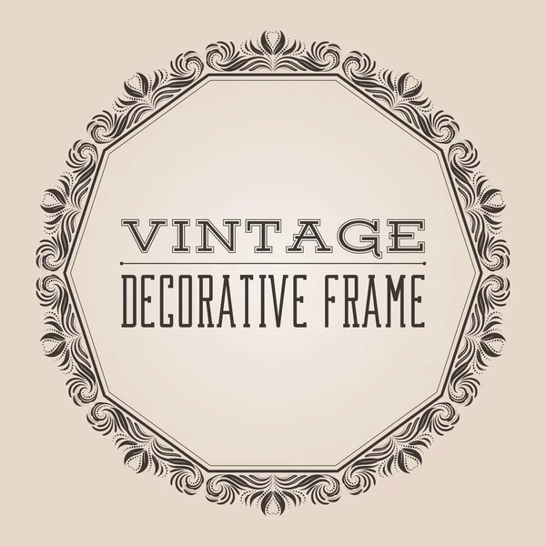 Round vector vintage border frame with retro ornament pattern — Stock Photo, Image