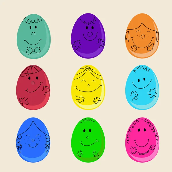 Conjunto de huevos de Pascua lindos — Vector de stock