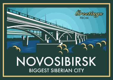 Vintage turistik tebrik kartı - Novosibirsk, Rusya Federasyonu