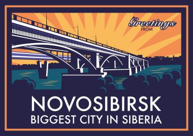 Vintage turistik tebrik kartı - Novosibirsk, Rusya Federasyonu.