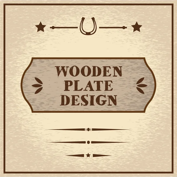 Old styled wooden plate with decorative elements, wild west theme — Stock Vector