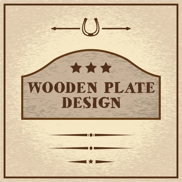 Старая деревянная тарелка с декоративными элементами, дикий запад их — стоковый вектор