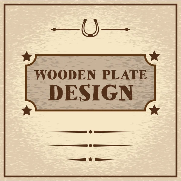 Old styled wooden plate with decorative elements, wild west theme — Stock Vector