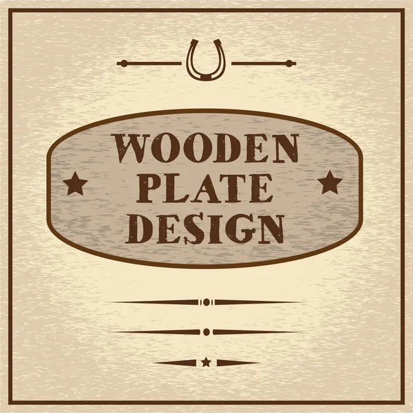 Старая деревянная тарелка в стиле Дикого Запада с декоративными элементами — стоковый вектор
