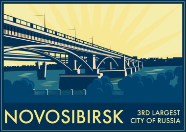 Vintage turistik tebrik kartı - Novosibirsk, Rusya Federasyonu.