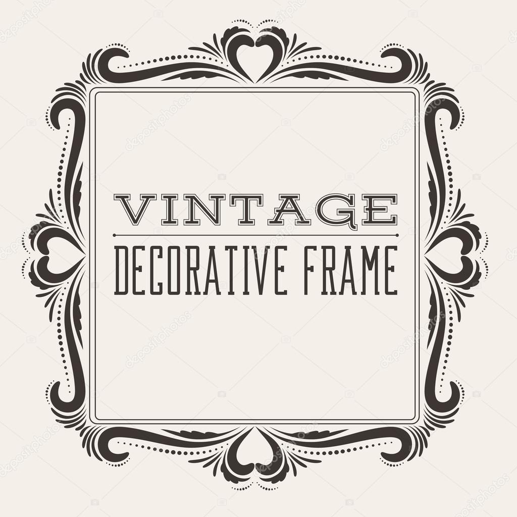 Square vector vintage border frame with retro ornament pattern