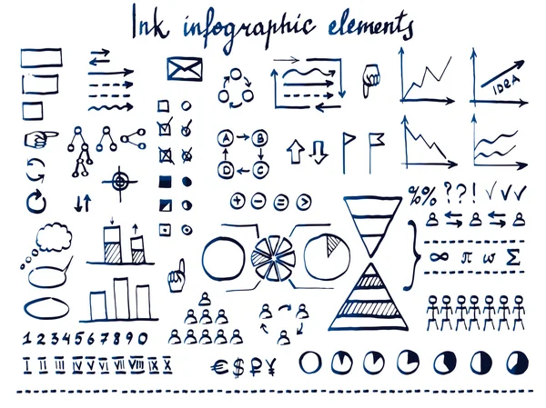 Sok olyan infographic elemek és doodles — Stock Vector