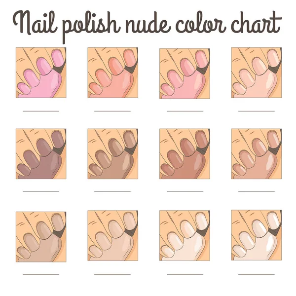 Manicure Naakte Nagellak Opties Infographic Met Verschillende Kleuren Tinten Roze — Stockvector