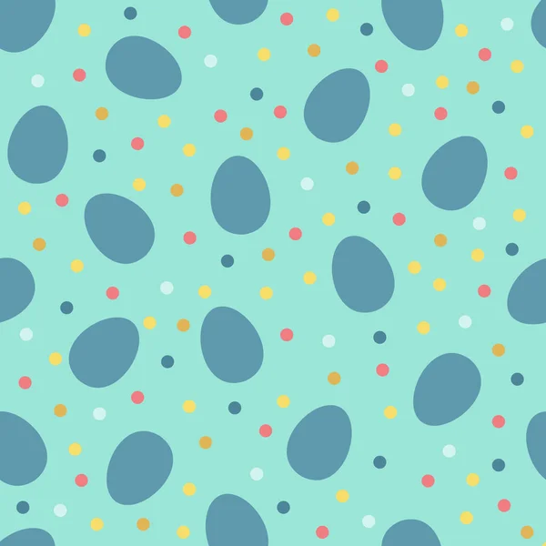 Бесшовный Рисунок Голубыми Пасхальными Яйцами Красочными Горошек Конфетти Бирюзовом Фоне Лицензионные Стоковые Векторы