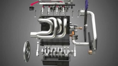 Araba motor Montaj-Demontaj animasyon döngüsü