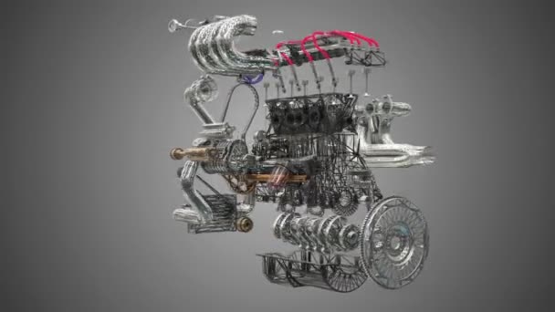 Car Engine Assembling-disassembling Animation Loop — Stock Video