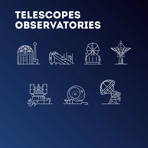Telescopio de ilustración vectorial y observatorio — Archivo Imágenes Vectoriales