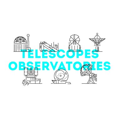Vektör çizim teleskop ve Gözlemevi